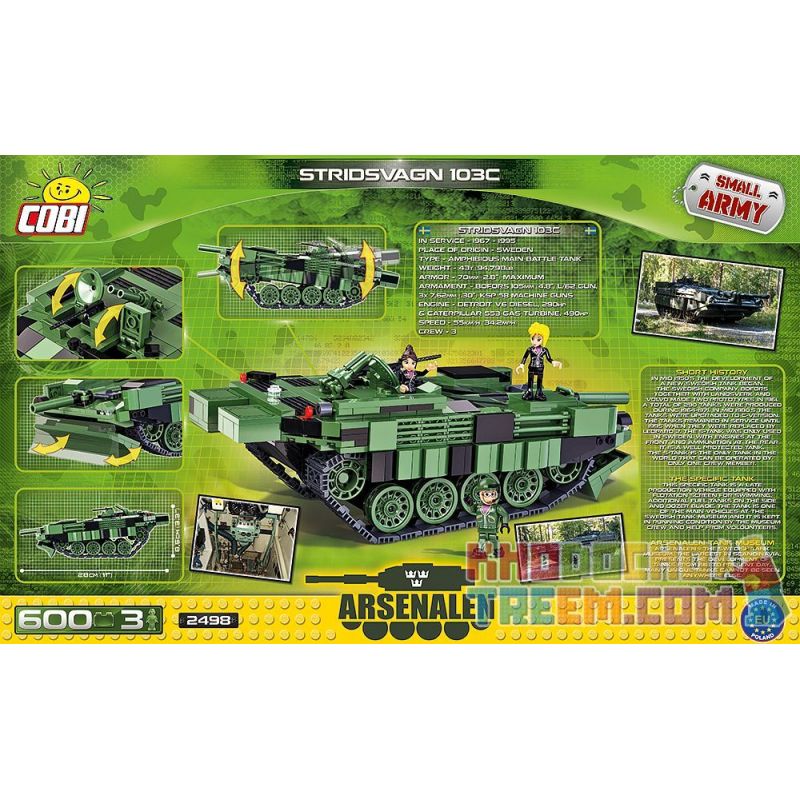 COBI 2498 non  XE TĂNG S bộ đồ chơi xếp lắp ráp ghép mô hình Military Army STRIDSVAGN 103C Quân Sự Bộ Đội 600 khối