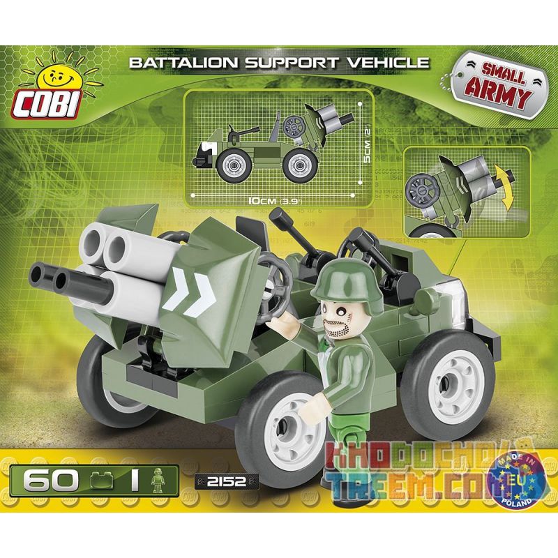 COBI 2152 non  XE HỖ TRỢ QUÂN ĐỘI bộ đồ chơi xếp lắp ráp ghép mô hình Military Army BATTALION SUPPORT VEHICLE Quân Sự Bộ Đội 60 khối