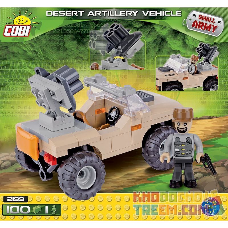 COBI 2199 non  XE PHÁO SA MẠC bộ đồ chơi xếp lắp ráp ghép mô hình Military Army DESERT ARTILERY VEHICLE Quân Sự Bộ Đội 100 khối