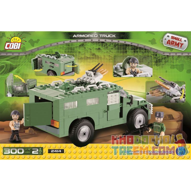 COBI 2414 non  XE BỌC THÉP bộ đồ chơi xếp lắp ráp ghép mô hình Military Army ARMORED TRUCK Quân Sự Bộ Đội 300 khối