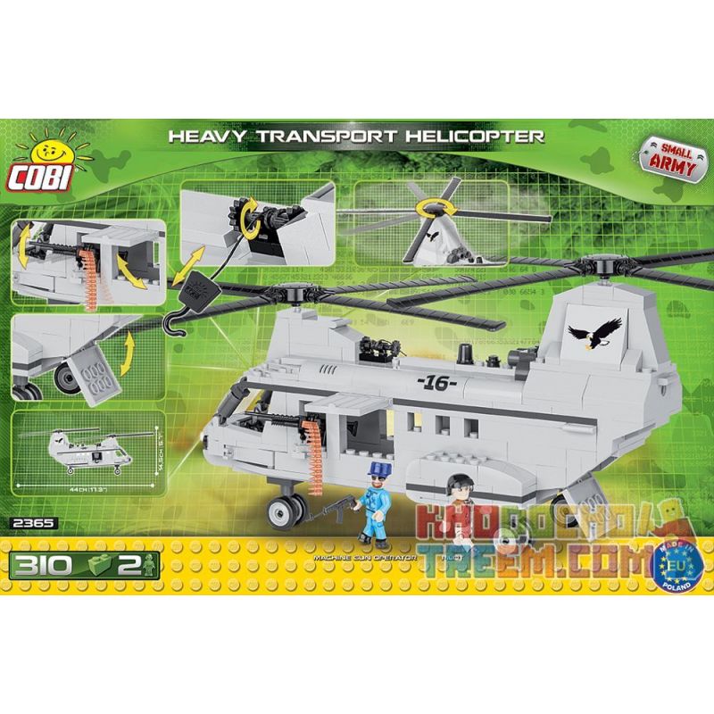 COBI 2365 non  TRỰC THĂNG VẬN TẢI HẠNG NẶNG bộ đồ chơi xếp lắp ráp ghép mô hình Military Army HEAVY TRANSPORT HELICOPTER Quân Sự Bộ Đội 310 khối