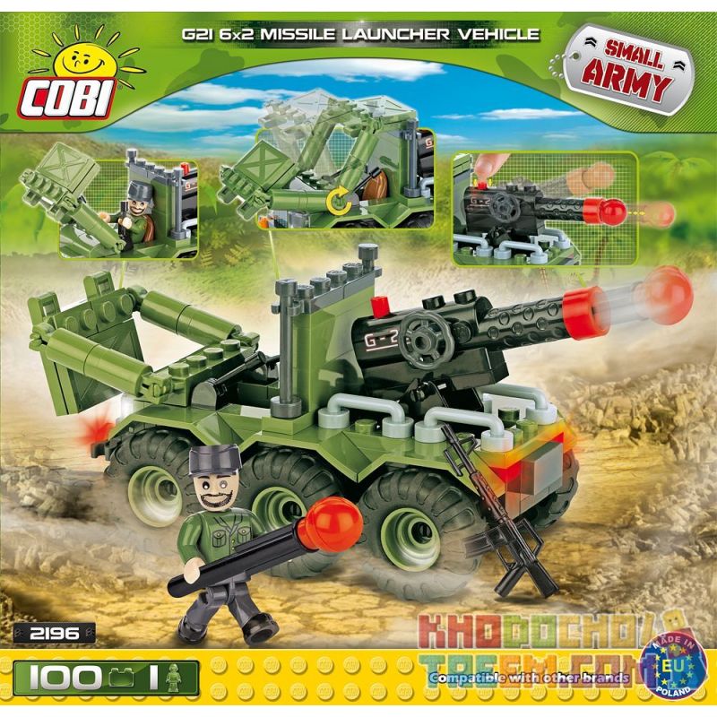 COBI 2196 non  BỆ PHÓNG TÊN LỬA G21 6X2 bộ đồ chơi xếp lắp ráp ghép mô hình Military Army G21 6X2 MISSILE LAUNCHER VEHICLE Quân Sự Bộ Đội 100 khối