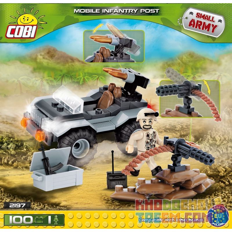 COBI 2197 non  ĐỒN BỘ BINH CƠ ĐỘNG bộ đồ chơi xếp lắp ráp ghép mô hình Military Army MOBILE INFANTRY POST Quân Sự Bộ Đội 100 khối