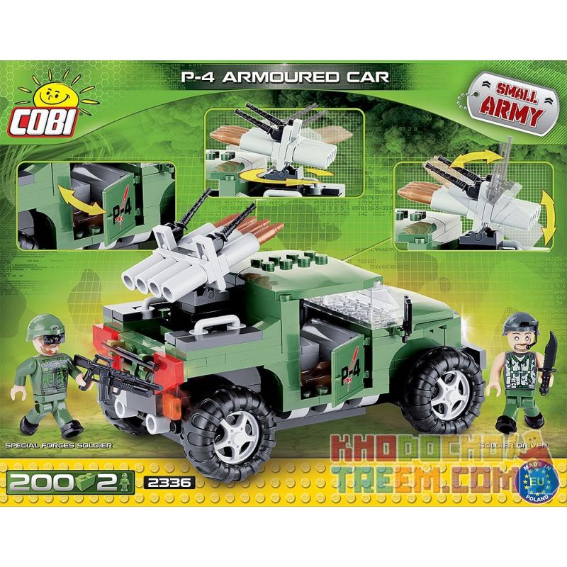 COBI 2336 non  XE BỌC THÉP P-4 bộ đồ chơi xếp lắp ráp ghép mô hình Military Army P-4 ARMOURED CAR Quân Sự Bộ Đội 200 khối