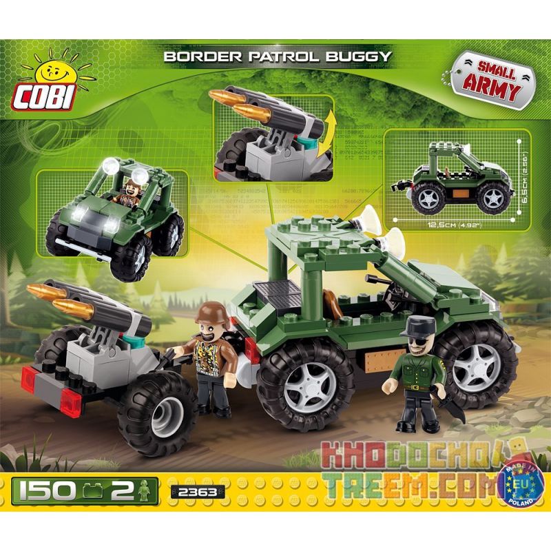 COBI 2363 non  XE TUẦN TRA BIÊN GIỚI bộ đồ chơi xếp lắp ráp ghép mô hình Military Army BORDER PATROL BUGGY Quân Sự Bộ Đội 150 khối