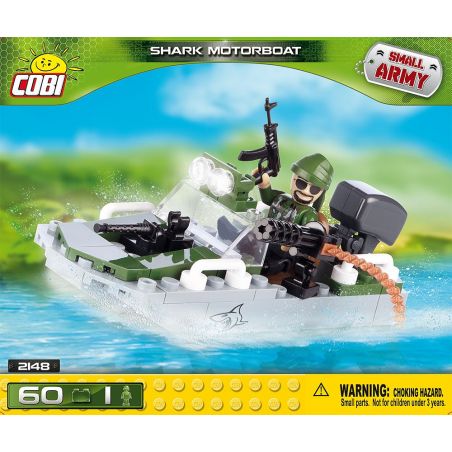 COBI 2148 non  MÔ TÔ NƯỚC CÁ MẬP bộ đồ chơi xếp lắp ráp ghép mô hình Military Army SHARK MOTORBOAT Quân Sự Bộ Đội 60 khối
