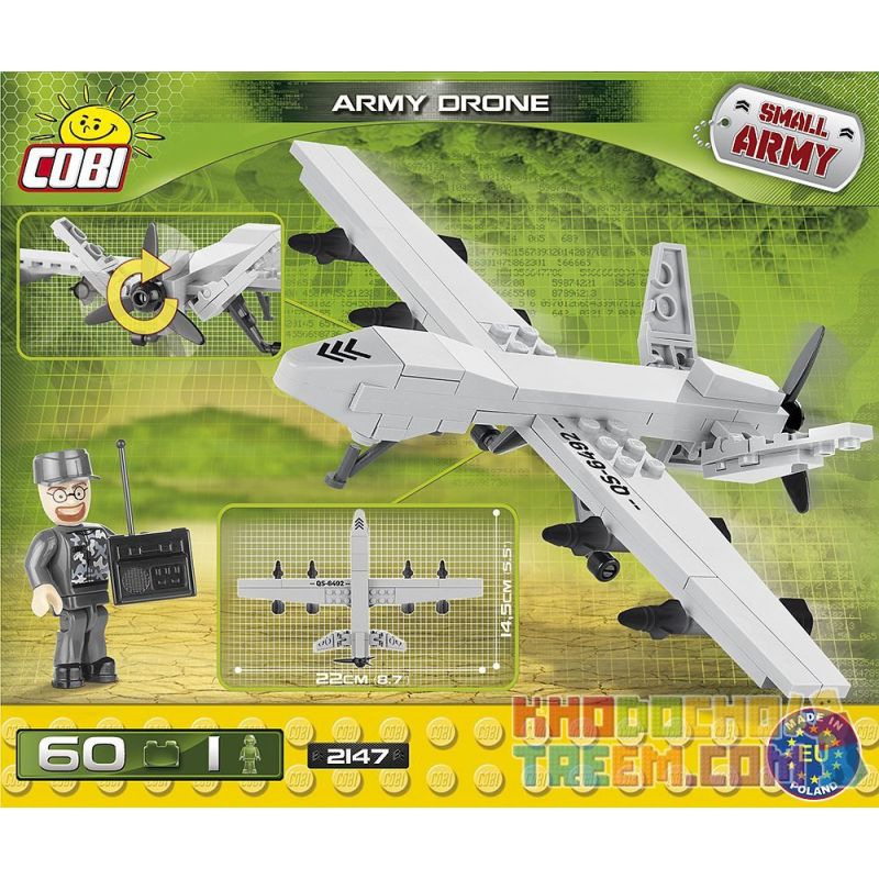 COBI 2147 non  MÁY BAY KHÔNG NGƯỜI LÁI QUÂN SỰ bộ đồ chơi xếp lắp ráp ghép mô hình Military Army ARMY DRONE Quân Sự Bộ Đội 60 khối