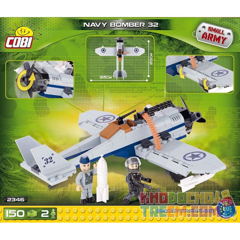 COBI 2346 non  MÁY BAY NÉM BOM HẢI QUÂN 32 bộ đồ chơi xếp lắp ráp ghép mô hình Military Army NAVY BOMBER 32 Quân Sự Bộ Đội 150 khối