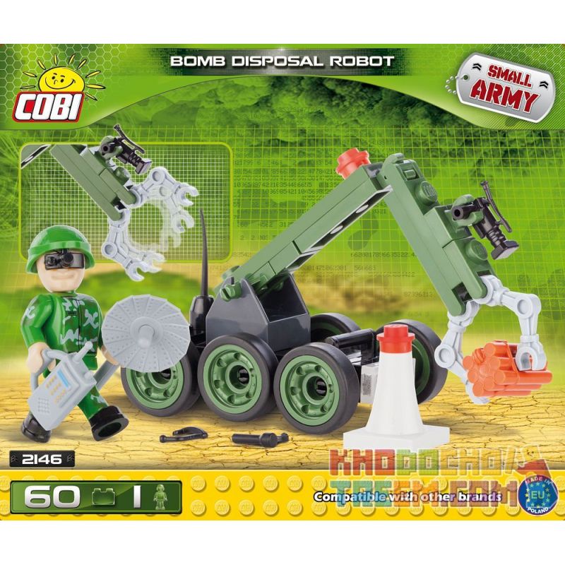 COBI 2146 non  ROBOT GỠ BOM bộ đồ chơi xếp lắp ráp ghép mô hình Military Army BOMB DISPOSAL ROBOT Quân Sự Bộ Đội 60 khối