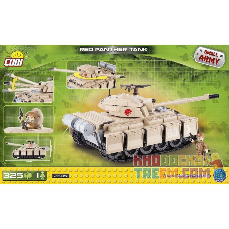 COBI 2605 non  XE TĂNG BÁO ĐỎ bộ đồ chơi xếp lắp ráp ghép mô hình Military Army RED PANTHER TANK Quân Sự Bộ Đội 325 khối