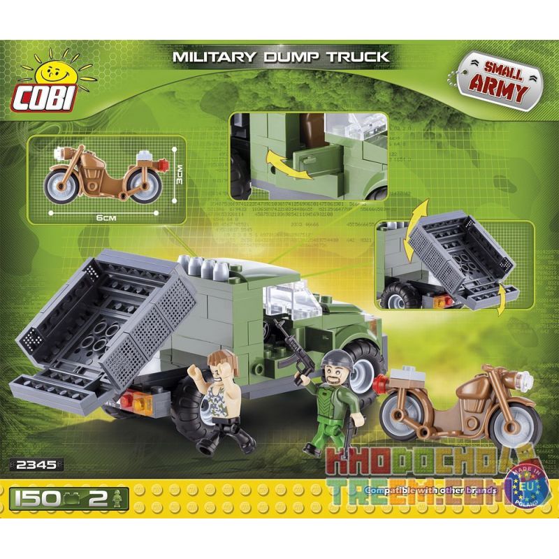 COBI 2345 non  XE BEN QUÂN SỰ bộ đồ chơi xếp lắp ráp ghép mô hình Military Army MILITARY DUMP TRUCK Quân Sự Bộ Đội 150 khối