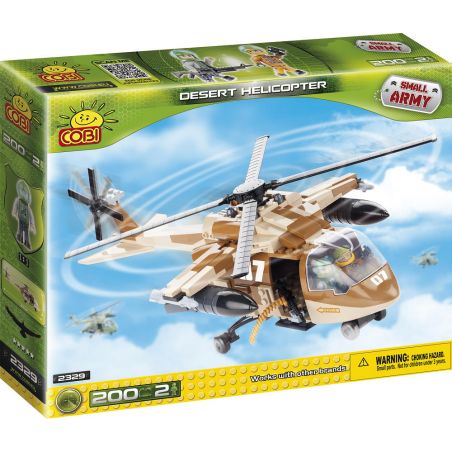 COBI 2329 non  TRỰC THĂNG SA MẠC bộ đồ chơi xếp lắp ráp ghép mô hình Military Army DESERT HELICOPTER Quân Sự Bộ Đội 200 khối