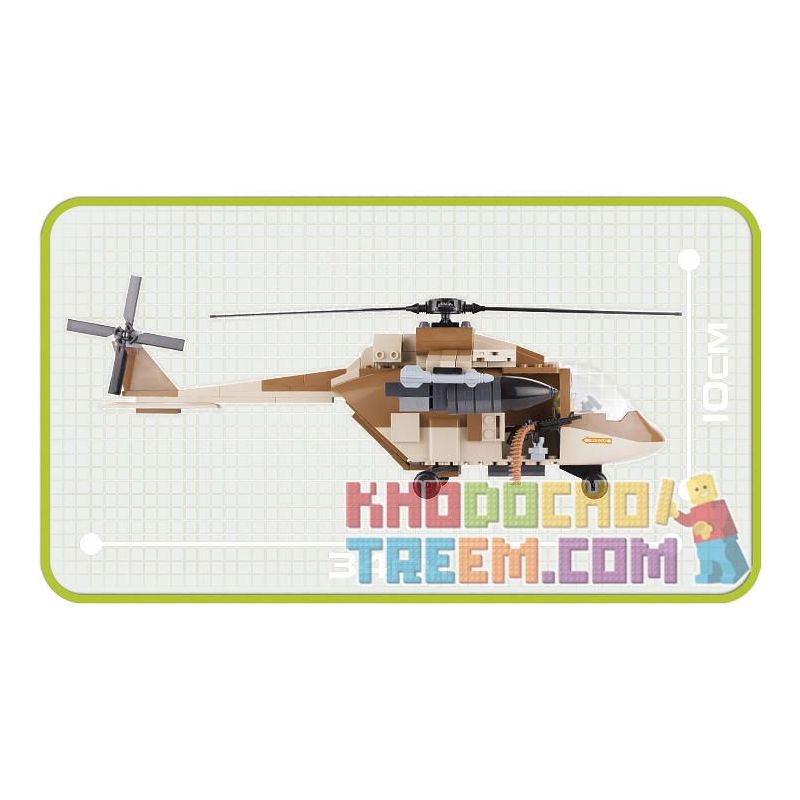COBI 2329 non  TRỰC THĂNG SA MẠC bộ đồ chơi xếp lắp ráp ghép mô hình Military Army DESERT HELICOPTER Quân Sự Bộ Đội 200 khối