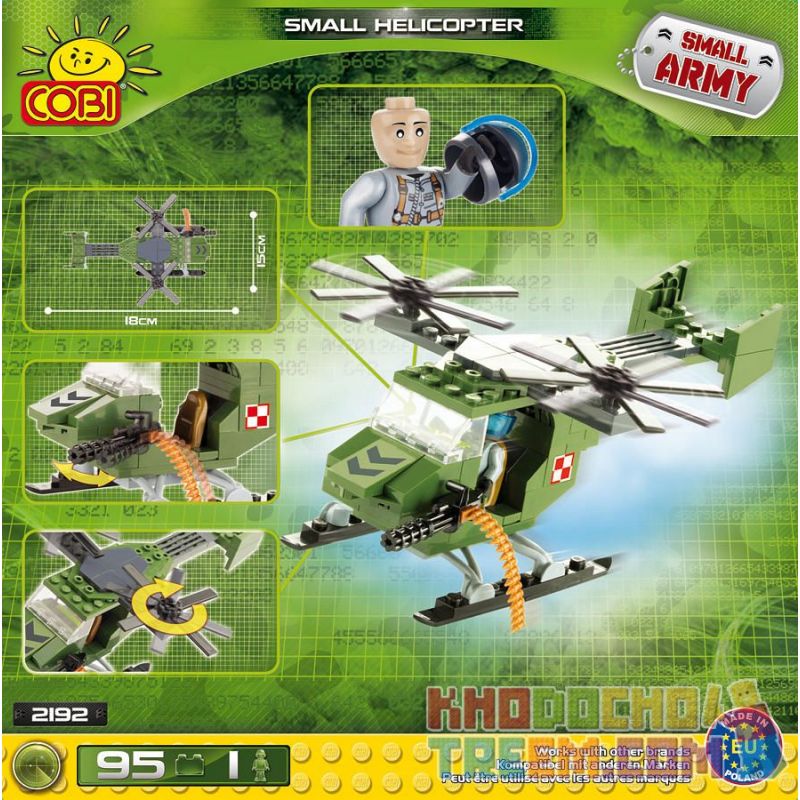 COBI 2192 non  TRỰC THĂNG NHỎ bộ đồ chơi xếp lắp ráp ghép mô hình Military Army SMALL HELICOPTER Quân Sự Bộ Đội 95 khối