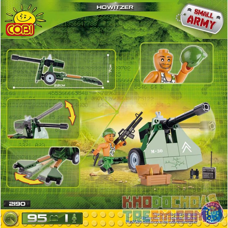 COBI 2190 non  LỰU PHÁO bộ đồ chơi xếp lắp ráp ghép mô hình Military Army HOWITZER Quân Sự Bộ Đội 95 khối