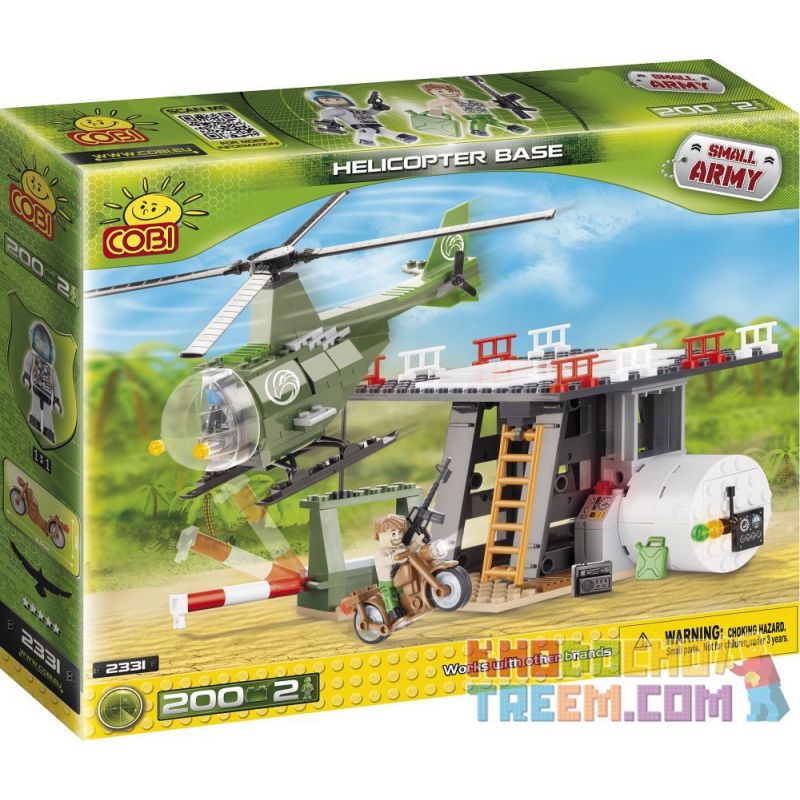 COBI 2331 non  CƠ SỞ TRỰC THĂNG bộ đồ chơi xếp lắp ráp ghép mô hình Military Army HELICOPTER BASE Quân Sự Bộ Đội 200 khối