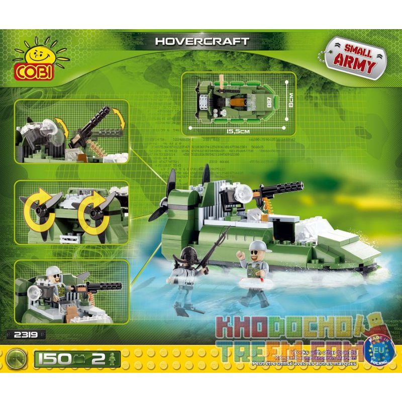 COBI 2319 non  THỦY PHI CƠ bộ đồ chơi xếp lắp ráp ghép mô hình Military Army HOVERCRAFT Quân Sự Bộ Đội 150 khối
