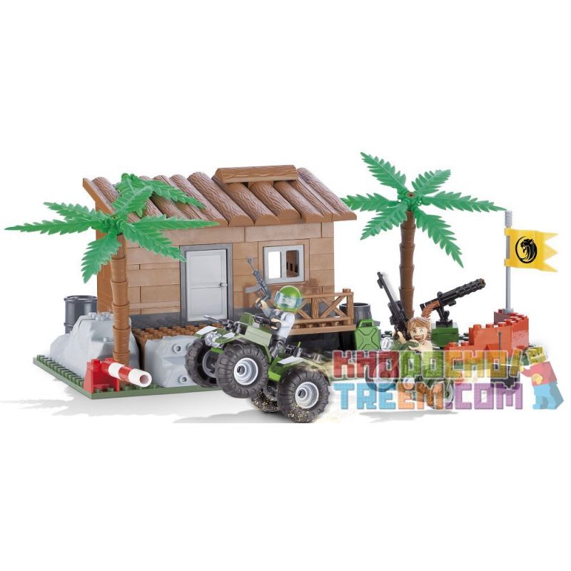 COBI 2359 non  CĂN CỨ RỪNG bộ đồ chơi xếp lắp ráp ghép mô hình Military Army JUNGLE BASE Quân Sự Bộ Đội 250 khối