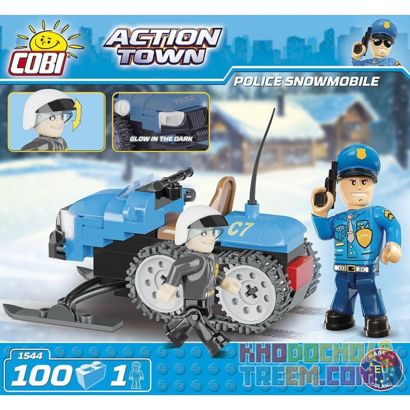 COBI 1544 non  XE TRƯỢT TUYẾT CỦA CẢNH SÁT bộ đồ chơi xếp lắp ráp ghép mô hình City POLICE SNOWMOBILE Thành Phố 100 khối