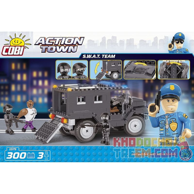 COBI 1575 non  NHÓM S.W.A.T bộ đồ chơi xếp lắp ráp ghép mô hình City S.W.A.T TEAM Thành Phố 300 khối