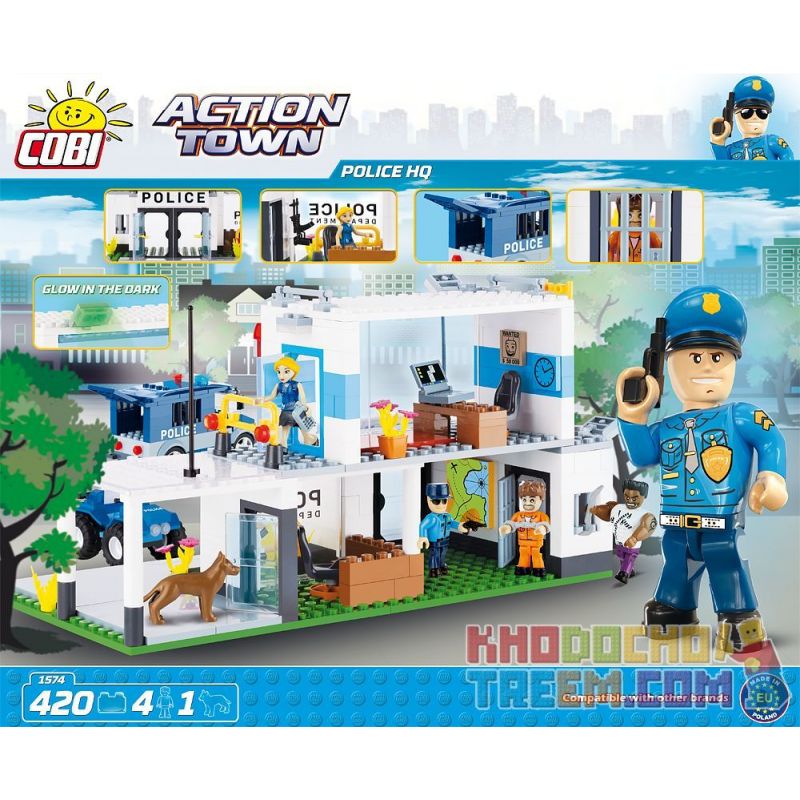 COBI 1574 non  TRỤ SỞ CẢNH SÁT bộ đồ chơi xếp lắp ráp ghép mô hình City POLICE HQ Thành Phố 420 khối