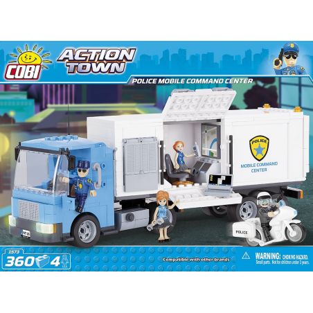 COBI 1573 non  TRUNG TÂM CHỈ HUY CẢNH SÁT CƠ ĐỘNG bộ đồ chơi xếp lắp ráp ghép mô hình City POLICE MOBILE COMMAND CENTER Thành Phố 360 khối