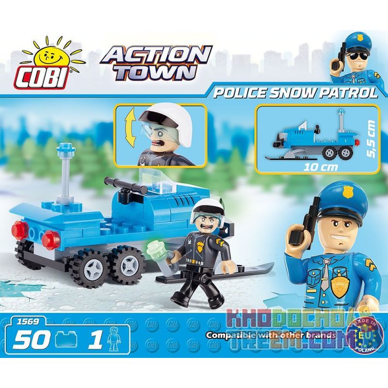 COBI 1569 non  TUẦN TRA TUYẾT bộ đồ chơi xếp lắp ráp ghép mô hình City POLICE SNOW PATROL Thành Phố 50 khối