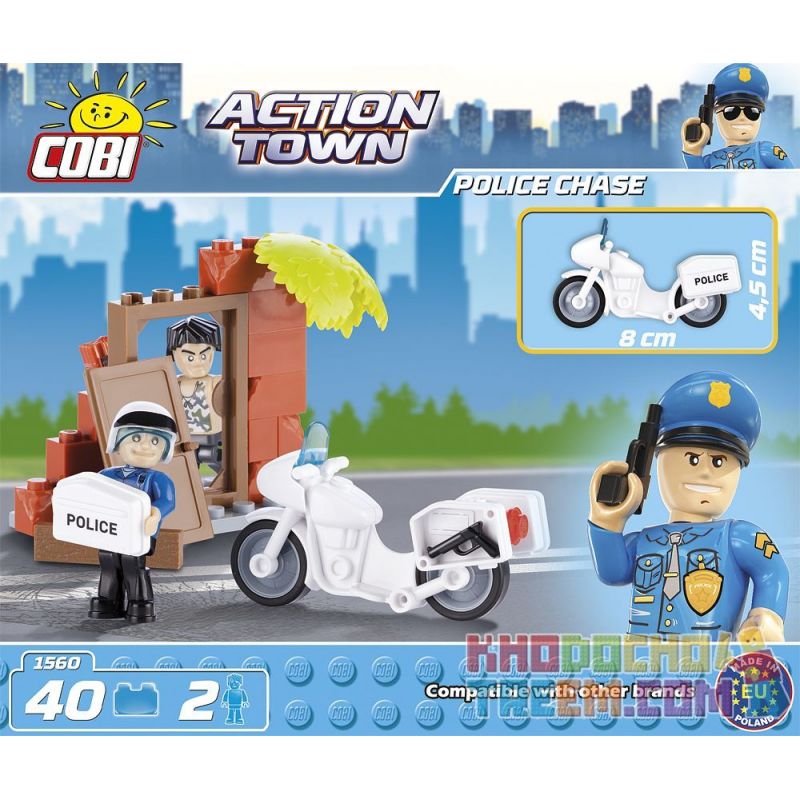 COBI 1560 non  CẢNH SAT ĐUỔI THEO bộ đồ chơi xếp lắp ráp ghép mô hình City POLICE CHASE Thành Phố 40 khối