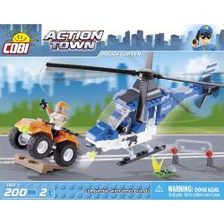 COBI 1563 non  TRỰC THĂNG CẢNH SÁT bộ đồ chơi xếp lắp ráp ghép mô hình City POLICE COPTER Thành Phố 200 khối