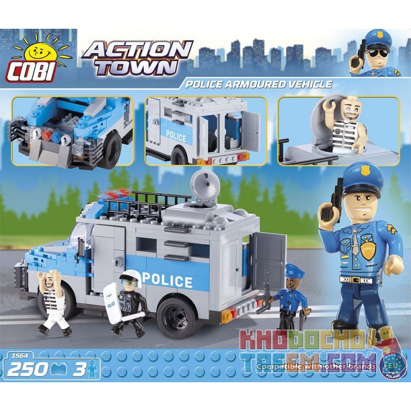 COBI 1564 non  XE BỌC THÉP CẢNH SÁT bộ đồ chơi xếp lắp ráp ghép mô hình City POLICE ARMOURED VEHICLE Thành Phố 250 khối