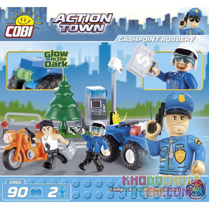 COBI 1561 non  CƯỚP MÁY ATM bộ đồ chơi xếp lắp ráp ghép mô hình City CASHPIONT ROBBERY Thành Phố 90 khối
