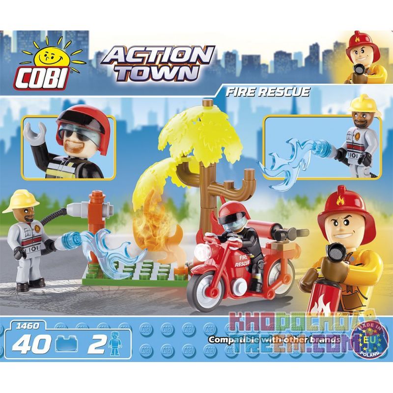 COBI 1460 non  CỨU HỎA bộ đồ chơi xếp lắp ráp ghép mô hình City FIRE RESCUE Thành Phố 40 khối