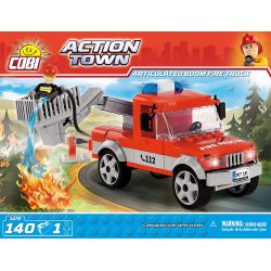 COBI 1479 non  XE THANG CÓ KHỚP NỐI bộ đồ chơi xếp lắp ráp ghép mô hình City ARTICULATED BOOM FIRE TRUCK Thành Phố 140 khối