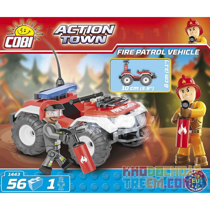 COBI 1443 non  XE TUẦN TRA CỨU HỎA bộ đồ chơi xếp lắp ráp ghép mô hình City FIRE PATROL VEHICLE Thành Phố 56 khối
