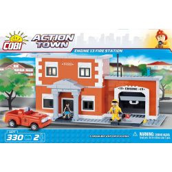 COBI 1477 non  TRẠM CỨU HỎA ĐỘNG CƠ 13 bộ đồ chơi xếp lắp ráp ghép mô hình City ENGINE 13 FIRE STATION Thành Phố 330 khối