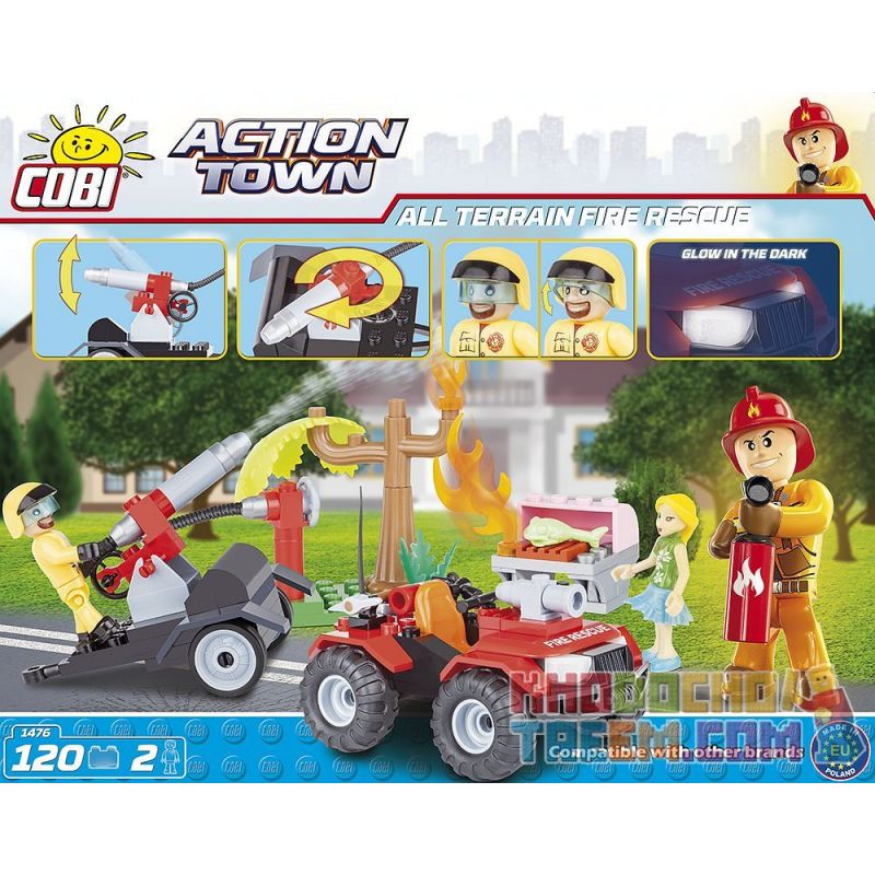 COBI 1476 non  CỨU HỎA MỌI ĐỊA HÌNH bộ đồ chơi xếp lắp ráp ghép mô hình City ALL TERRAIN FIRE RESCUE Thành Phố 120 khối