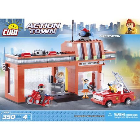 COBI 1466 non  SỞ CỨU HỎA bộ đồ chơi xếp lắp ráp ghép mô hình City FIRE STATION Thành Phố 350 khối