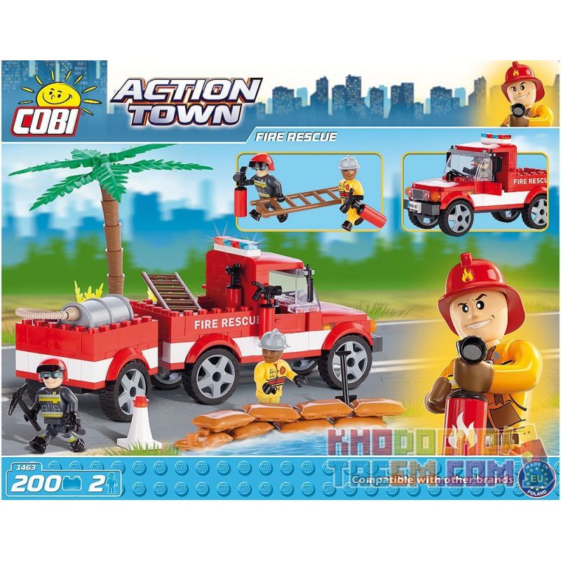 COBI 1463 non  CỨU HỎA bộ đồ chơi xếp lắp ráp ghép mô hình City FIRE RESCUE Thành Phố 200 khối