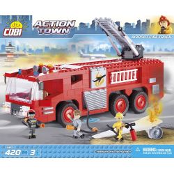 COBI 1467 non  XE CỨU HỎA SÂN BAY bộ đồ chơi xếp lắp ráp ghép mô hình City AIRPORT FIRE TRUCK Thành Phố 420 khối