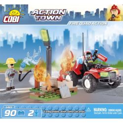 COBI 1461 non  HÀNH ĐỘNG CỦA ĐỘI CỨU HỎA bộ đồ chơi xếp lắp ráp ghép mô hình City FIRE QUAD ACTION Thành Phố 90 khối