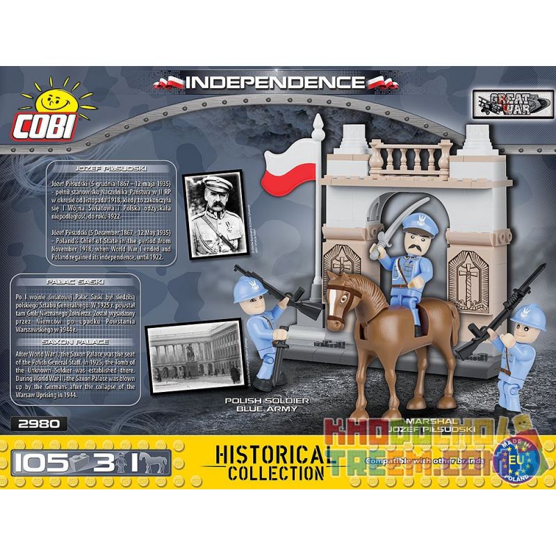 COBI CHARACTER BUILDING 2980 non  ĐỘC LẬP bộ đồ chơi xếp lắp ráp ghép mô hình Military Army INDEPENDENCE Quân Sự Bộ Đội 105 khối