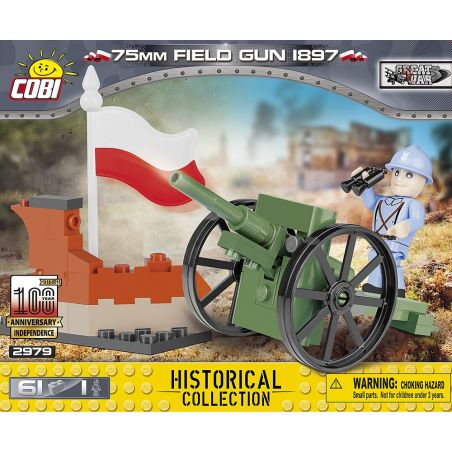 COBI CHARACTER BUILDING 2979 non  SÚNG TRƯỜNG M1897 75MM bộ đồ chơi xếp lắp ráp ghép mô hình Military Army 75 MM FIELD GUN 1897 Quân Sự Bộ Đội 61 khối