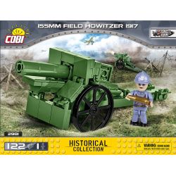COBI CHARACTER BUILDING 2981 non  LỰU ĐẠN M1917 LOẠI 155MM bộ đồ chơi xếp lắp ráp ghép mô hình Military Army 155 MM FIELD HOWITZER 1917 Quân Sự Bộ Đội 122 khối