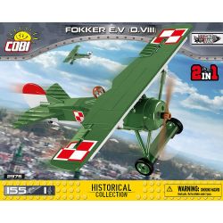 COBI 2976 non  MÁY BAY CHIẾN ĐẤU FOKKER D-VIII bộ đồ chơi xếp lắp ráp ghép mô hình Military Army FOKKER E.V (D.VIII) Quân Sự Bộ Đội 155 khối