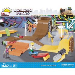 COBI 1880 non  CÔNG VIÊN TRƯỢT BĂNG ĐIÊN CUỒNG bộ đồ chơi xếp lắp ráp ghép mô hình City CRAZY SKATEPARK Thành Phố 420 khối