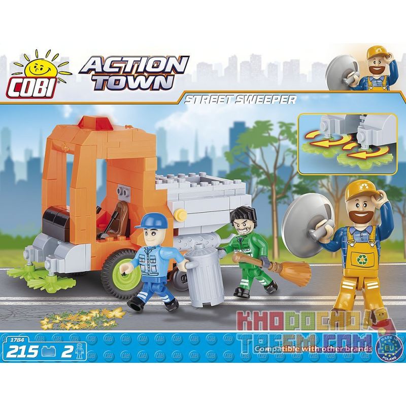COBI 1784 non  NGƯỜI QUÉT ĐƯỜNG bộ đồ chơi xếp lắp ráp ghép mô hình City STREET SWEEPER Thành Phố 215 khối