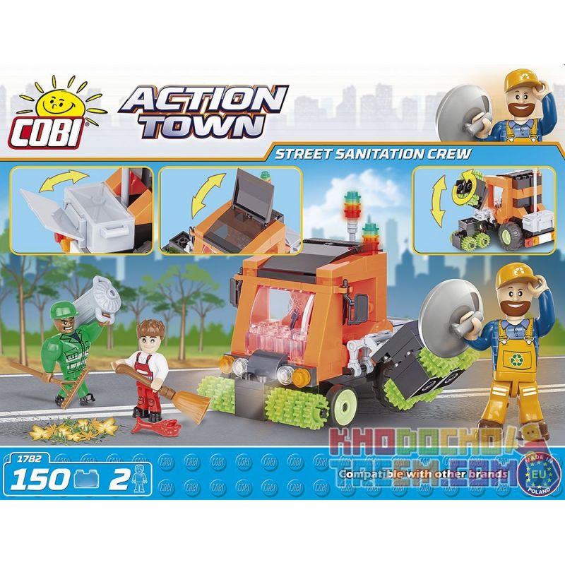 COBI 1782 non  NHÂN VIÊN Y TẾ ĐƯỜNG PHỐ bộ đồ chơi xếp lắp ráp ghép mô hình City STREET SANITATION CREW Thành Phố 150 khối