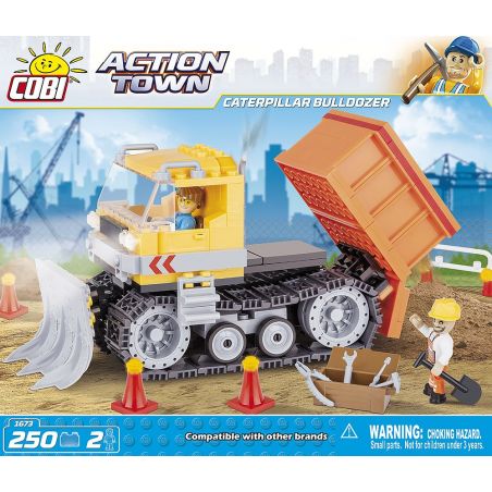 COBI 1673 non  MÁY ỦI BÁNH XÍCH bộ đồ chơi xếp lắp ráp ghép mô hình City CATERPILLAR BULLDOZER Thành Phố 250 khối