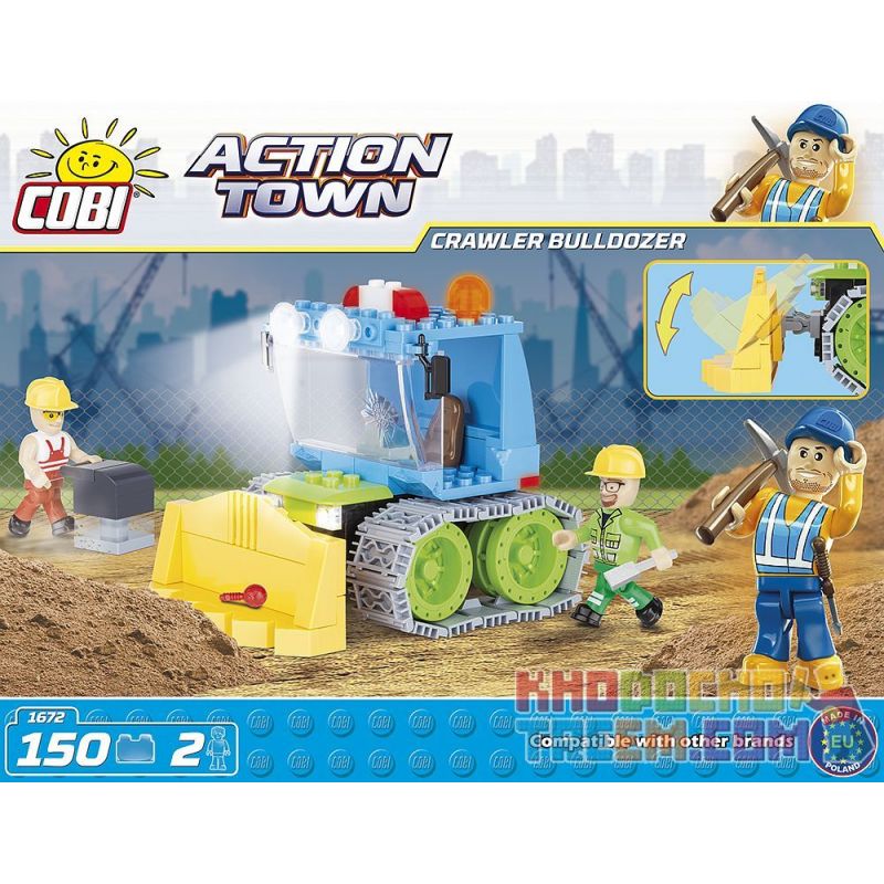 COBI 1672 non  MÁY ỦI BÁNH XÍCH bộ đồ chơi xếp lắp ráp ghép mô hình City CRAWLER BULLDOZER Thành Phố 150 khối
