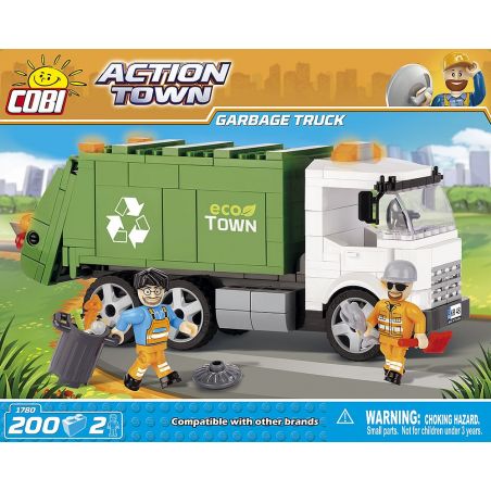 COBI 1780 non  XE CHỞ RÁC bộ đồ chơi xếp lắp ráp ghép mô hình City GARBAGE TRUCK Thành Phố 200 khối